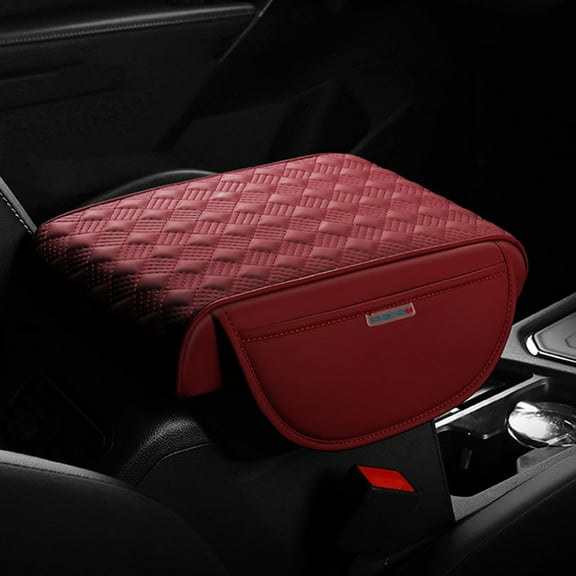 Car Center Console Cover Leather Armrest Cover Cushion with Storage Bags Universal Car Armrest Seat Box Pad Car Interior Accessories Protector for Most Vehicle