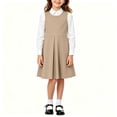 thumbnail image 3 of OGLCCG School Uniform Jumper Dress for Girls Kids Sleeveless A-Line Pleated Mini Dress Back to School Clothes Size 5-14(Khaki,9-10 Years), 3 of 7