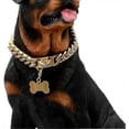 thumbnail image 1 of Collar de estrangulamiento para perro con cadena dorada, eslabón cubano sólido, resistente, resistente a las mordeduras, con hebilla de diseño segura y etiqueta de identificación en forma de B en blan, 1 of 5