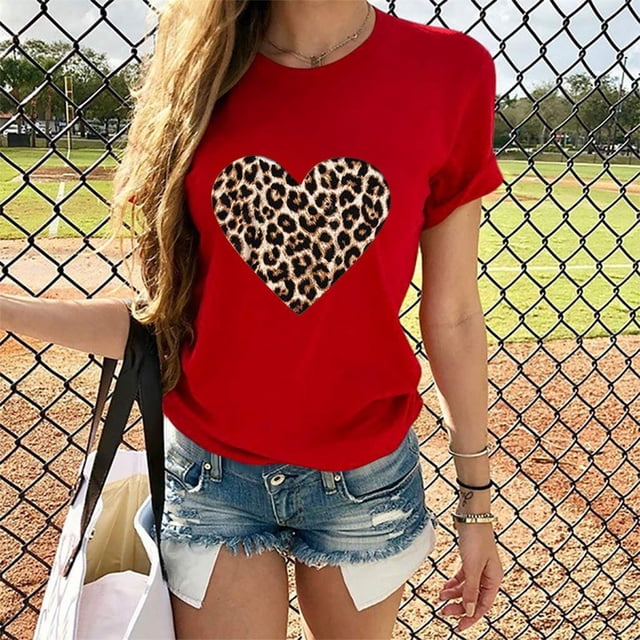 DPTALR T-shirt Blouse à Manches Courtes à Col Rond Imprimé pour Femmes Hauts Amples