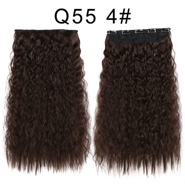 Typpkmm Hair Extensions, 5 Clip Recto Synthetic Fiber, 22 Inch Red Black Blonde Clip In Hairpiece for Women