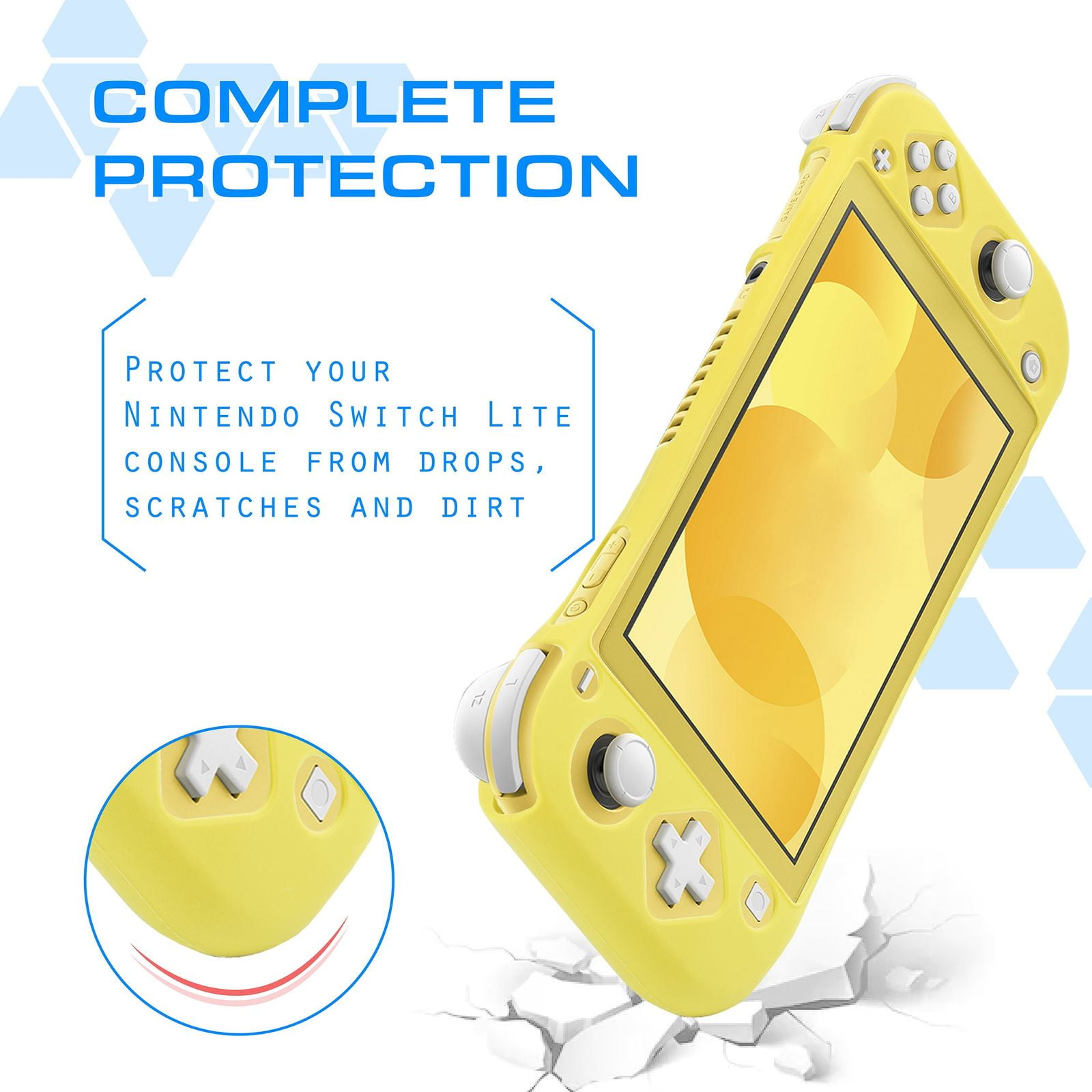 Protective Silicone Case for Switch Lite, Insten Soft Skin Rubber Gel Full  Body Grip Cover [Shockproof Anti-Scratch Non-Slip] Compatible with Nintendo  Switch Lite 2019 Console, Yellow 