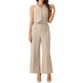 thumbnail image 1 of INSPIRAR CHIC Conjunto de Dos Piezas Casual Sin Mangas Top Corto Cuello en V Pantalones de Pierna Ancha M Apricot, 1 of 6