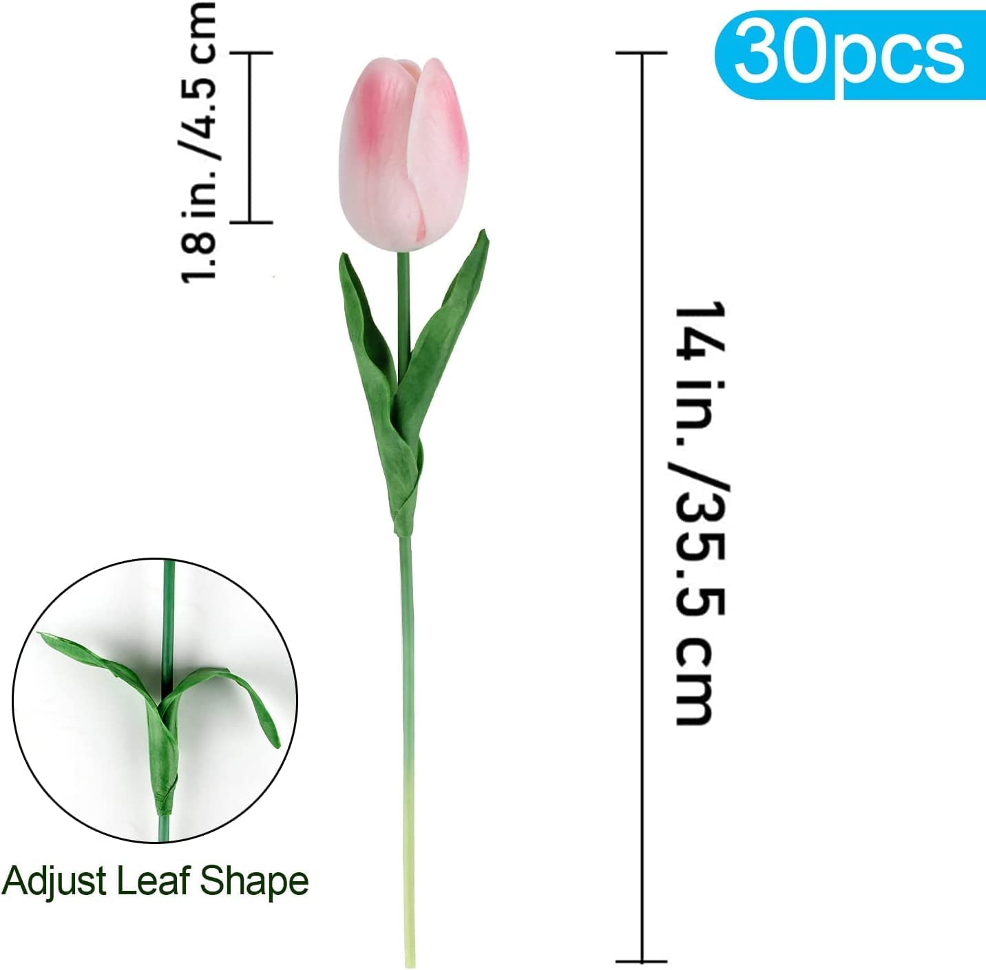 HAOSHICS 30pcs Artificial Tulips Flowers Fake Latex Tulip Stems - Real Touch Faux Colorful,for Easter Spring Wedding Bouquet Centerpiece Floral Arrangement Wedding Table Decor (Gradual Pink)