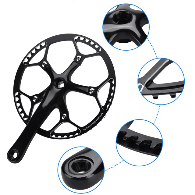 Juego de Manivela de Brazo de Bicicleta, Aleación de Aluminio de Alta Resistencia, Accesorio de Resaracia de Bicicletas de Bielas de Una Sola Velocidad Integrales Huecas
