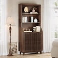 thumbnail image 5 of Tribesigns Industrial Bookcase with Doors, 5-Tier Tall Bookshelf with Storage Cabinet, Wood Library Bookcase Display Shelves with Adjustable Shelf for Home Office, Living Room, 5 of 5