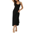 thumbnail image 1 of INSPIRE CHIC Robe de Pyjama pour Femme, Nuisette à Enfiler, Col Rond, Dos Croisé, Camisole, Longue, m Noir, 1 of 6