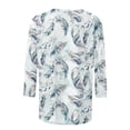 thumbnail image 4 of T-shirt Imprimé à la Mode pour Femmes for T-shirt Imprimé à Manches 3/4 Blouse Col Rond Tops Décontractés pour Femmes Tops à Manches 3/4 sur Clearance, 4 of 5
