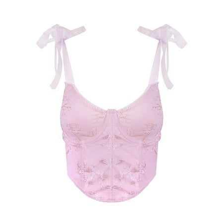

WANYNG Women Lace Bra Strapless Satin Tube Top Crop Bustier Top Sheer Casual Blouse Tops Mini Bustier Open Bust Bodysuit Corset Top 2xl