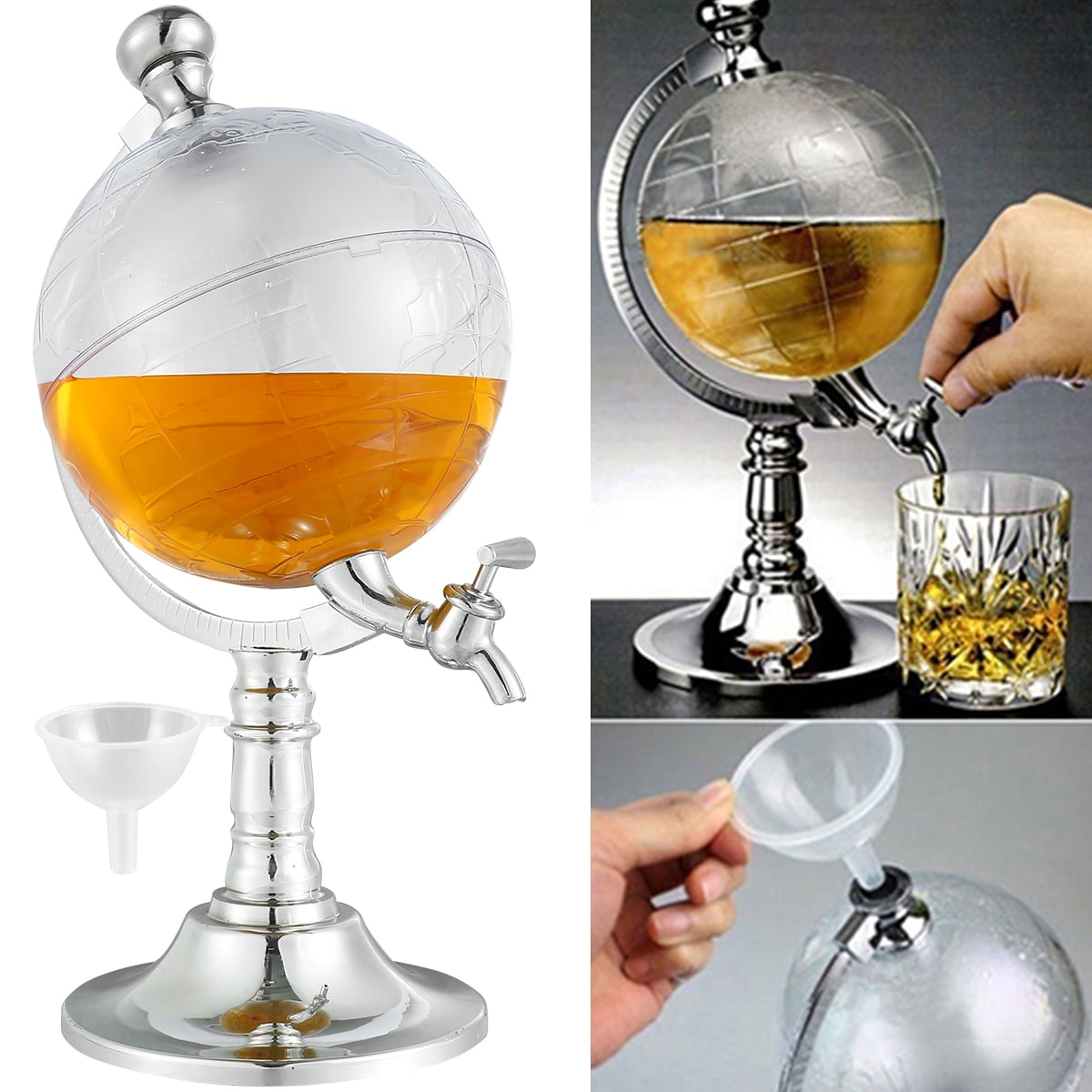 humflour Whiskey Decanter Set Globe Dispenser Antique Transparent Glass Liquor Wine Dispenser Western Bar Restaurant Props 8.46x5.91x12.99in 