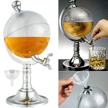 

RELAX 1.8L Whiskey Decanter Set Creative Globe Decanter Dispenser with Funnel and Tap Design Transparent Liquor Scotch Bourbon Vodka Decanter for Restaurant Bar Party