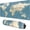 Blue Vintage World Map, variant on Desk Mat, Field Landscape Oil Painting Extended Gaming  Pad Large, 35.4"x15.7" Big  Pad with Non-Slip Base and Stitched Edge, Long Computer Keyboard  Mat for  Office Work