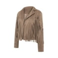 thumbnail image 6 of Douhoow Women Coat Tassel Cardigan Fringed Hem Crop Tops Motor Biker Jacket Suede Leather Jacket, 6 of 7