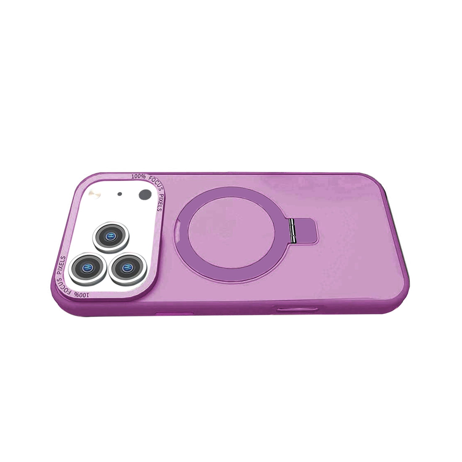 Shockproof Carbon Fiber Case with Metal Ring Stand for iPhone 17 Pro Max - Purple