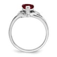 thumbnail image 3 of Auriga Fine Jewelry 14K White Gold Created Ruby and Diamond Heart Ring for Women Size 7, 3 of 6