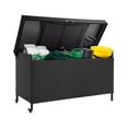 thumbnail image 6 of Uforic 200 Gallon Large Outdoor Rattan Deck Box, Storage Box with Storage Net & Movable Wheels for Patio Furniture, Garden Tools, Black, 6 of 9
