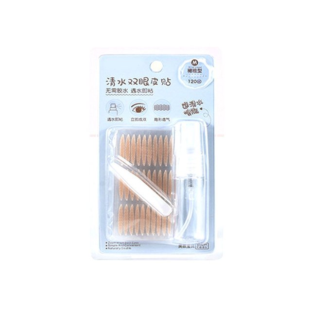 Visland 1 Set Double Eyelid Tape Kit with Empty Spray Bottle Applicator Tools Glue-Free Breathable Natural Invisible Droopy Uneven Eyelid Sticker Eye Lift Strip