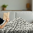 thumbnail image 3 of Cats Soft Flannel Fleece Throw Blanket, Repetitive Animal Pattern with Spiral Motifs Meow Purr Kittens, Cozy Plush for Indoor and Outdoor Use, 60" x 80", Black and Eggshell, by Ambesonne, 3 of 5