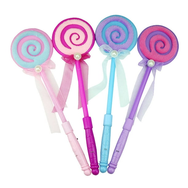 Niños de moda LED Light-Up Lollipop Glow Sticks Juguetes intermitentes Fairy Wand Sticks Suministros de fiesta de regalo de cumpleaños (color al azar)