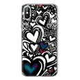 thumbnail image 1 of MUNDAZE Apple iPhone XS/X Shockproof Clear Hybrid Protective Phone Case Black White Hearts Love Graffiti Cover, 1 of 5