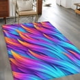 thumbnail image 2 of Abstract Art 3x5 Area Rugs for Living Room, Blue Purple Yellow Gradient Flame Texture Modern Non Slip Floor Mat Washable Low-Profile Indoor Carpet for Bedroom, Dining Room, Bathroom, 2 of 9