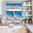 thumbnail image 6 of Kitchen Window Curtains Valance and Tier Set, Watercolor Beach Blue Ombre Rod Pocket Tier Curtain Valance Set, Summer Sandbeach Seaside Light Filtering Cafe Curtains for Bedroom Living Room, 6 of 9