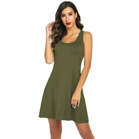 

Monfince Women Nightgown Sleeveless Racerback Sleepwear Tank Chemise Loose Comfy Sleepshirt Night Dress Loungewear S-XXL