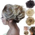 thumbnail image 3 of Real Natural Curly Messy Bun Hair Piece Scrunchie Hair Extensions as Human, 3 of 5