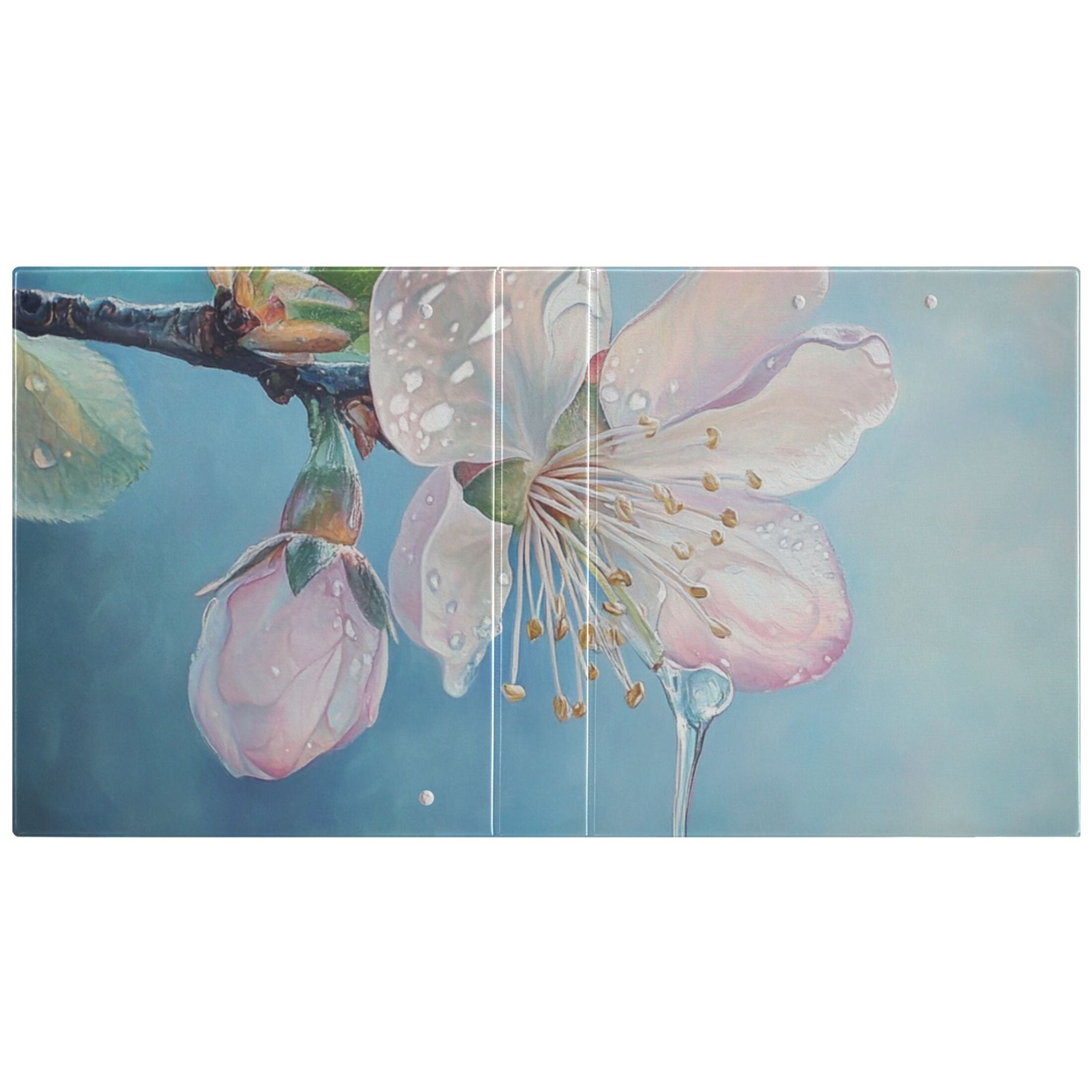 Flower Blossom Drop 3 Ring Binders 1.5 inch Hardcover File Folders with Interior Pockets A4 Size Organizer for School Office Hospital