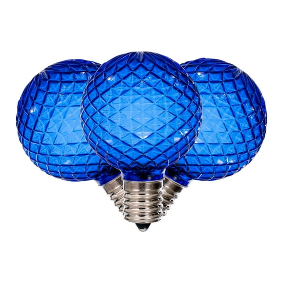 Vickerman G50 LED Blue Replacement Bulb, E17/C9 Nickel Base, 120V, .8 Watts, package of 25