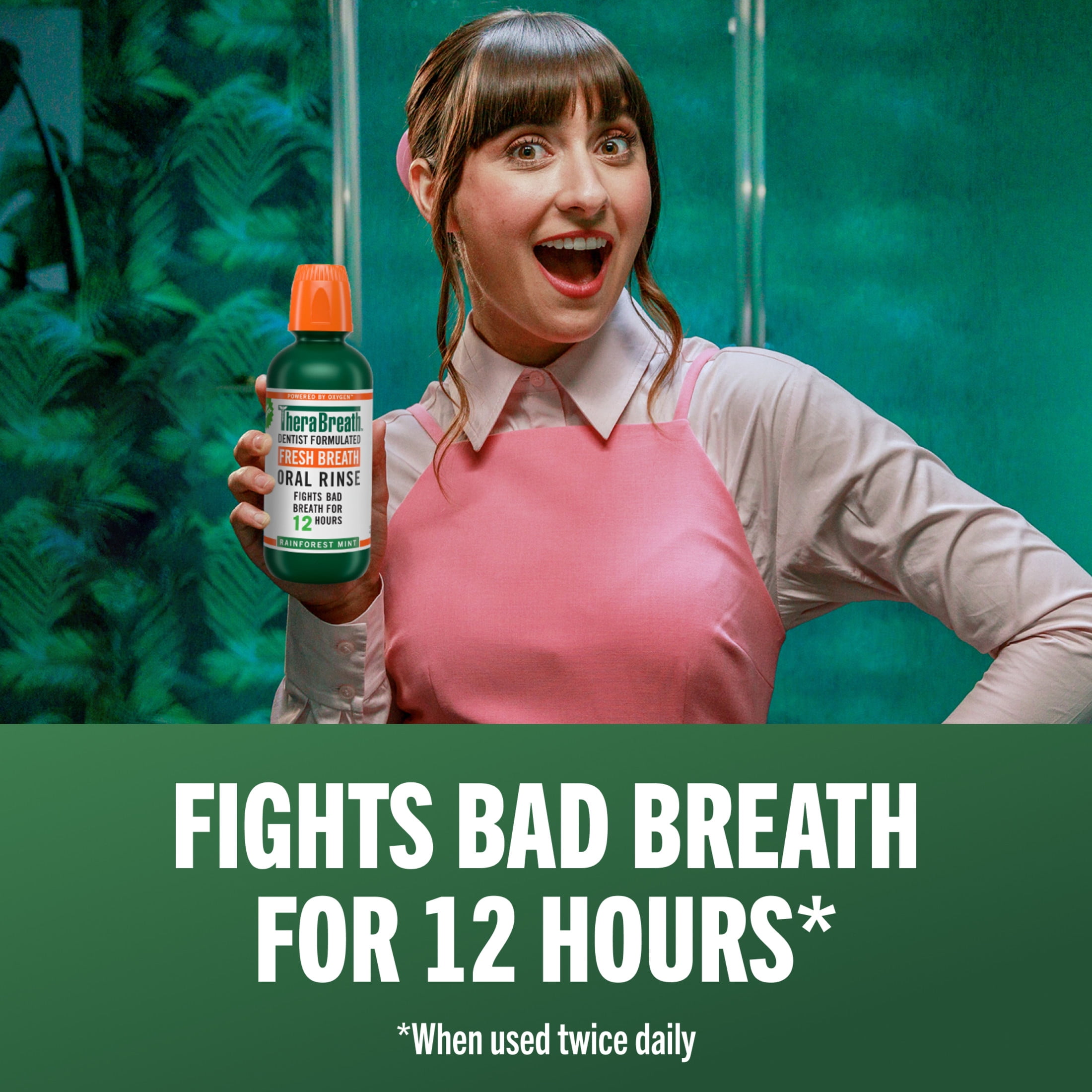 TheraBreath Fresh Breath Mouthwash, Rainforest Mint, Alcohol-Free Mouthwash for Adults, 16 fl oz