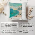thumbnail image 2 of Ethan Taylor Landscape & Nature Throw Pillow Soft Cushion Cover Claude Monet The Beach and the Falaise DAmont Coastal Landscapes Classic Decorative Square Accent Pillow Case, 16x16 Inches, Blue, Beige, 2 of 5