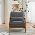 thumbnail image 2 of Modern Accent Chair, Upholstered Armchair with Wood Frame, Bronzing Cloth Single Sofa Chair with Lumbar Pillow for Living Room Bedroom Apartment, Dark Grey, 2 of 7