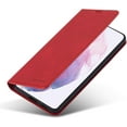 thumbnail image 3 of Premium PU Leather Flip Folio Case for Samsung Galaxy S21 FE, Protective Case with Kickstand Card Slot Magnetic Closure Shockproof Wallet Cover - Red, 3 of 14