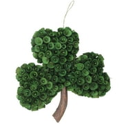 Northlight 14" Dark Green Wooden Roses St. Patrick’s Day Hanging Wall Shamrock