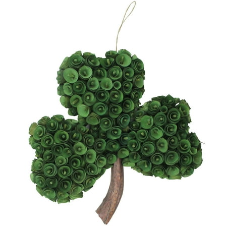 Northlight 14" Dark Green Wooden Roses St. Patrick’s Day Hanging Wall Shamrock