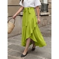 thumbnail image 4 of OYYN Women's A-Line Asymmetrical Ruffle Hem Tie Waist Maxi Skirt, 4 of 6