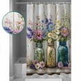 thumbnail image 3 of 72x78 Inch Shower Curtain Daisies Flowers Bathroom Decor Waterproof Fabric Bathtub Bath Curtains Decorative Bottle Floral Vintage Watercolor Extra Long Shower Curtain Set with Hooks, 3 of 6