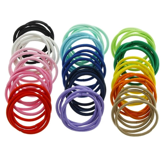 Hair Elastics Hair Ties, Professional Grade Ponytail Holders - 60 Pack Variety Rainbow B