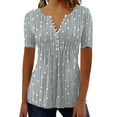 thumbnail image 1 of B91xZ Women's Color Block Tunic Tops Short Sleeve Crew Neck Shirts Basic Tee Tops Blouse,Gray XXL, 1 of 4