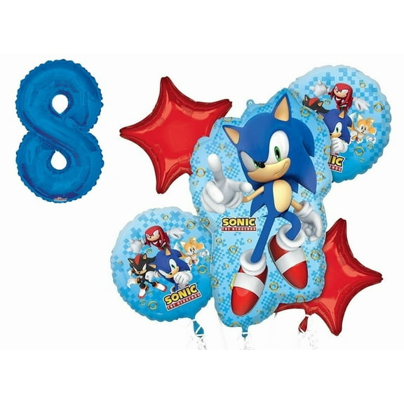 Sonic the Hedgehog 8th Happy Birthday 6 Piece Balloons Set