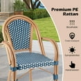 thumbnail image 3 of Resenkos Outdoor Dining Room Chairs, Patio Kitchen Chairs,Hand-Woven PE Wicker Outdoor French Bistro Chairs Set of 2-Blue, 3 of 9
