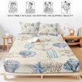 thumbnail image 5 of Twin XL Size Fitted Sheet Set - Nautical Coastal 2 Piece Bedding Sets 16" Deep Pocket Fitted Sheet with 1 Pillowcases, Vintage Beach Coral Starfish Shell Brushed Microfiber Hotel Luxury Bed Sheets, 5 of 9