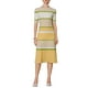 thumbnail image 1 of INSPIRE CHIC Vestidos de punto a rayas para mujer, vestido de suéter de manga corta midi, color amarillo, 1 of 4