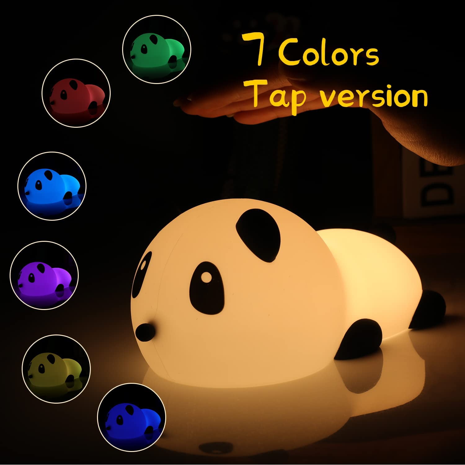 Children's Night Light, 7 Colors Lovely Panda Night Light, Silicone Touch Night Light, Baby Night Light, Rechargeable LED Night Light, Timer Function Bedside Lamp, Gift Idea for Boy Girl