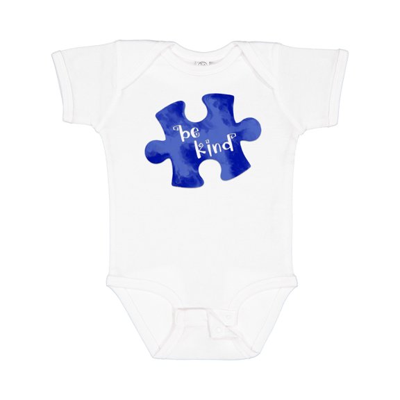 Inktastic Autism Awareness Be Kind Dark Blue Puzzle Piece Boys or Girls Baby Bodysuit