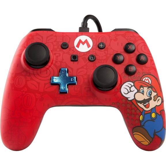 Controlador Alambrico Power A Super Mario Rojo