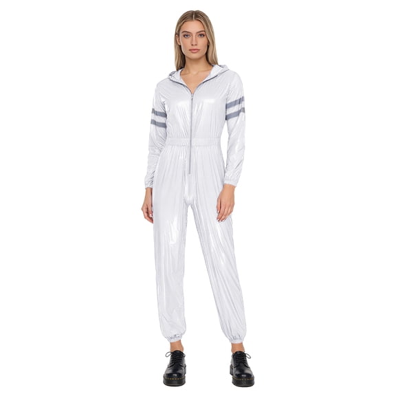 iixpin Women Oil-resistant Waterproof Suit Mechanic Jumpsuit Zipper Front Waterproof Coveralls Raincoat Suit White XXL