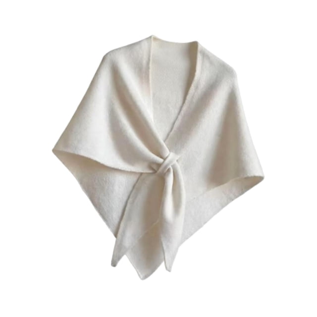 Chal para mujer, acogedor, regalo, suave, para uso diario, con bucle, bufanda triangular de punto Blanco