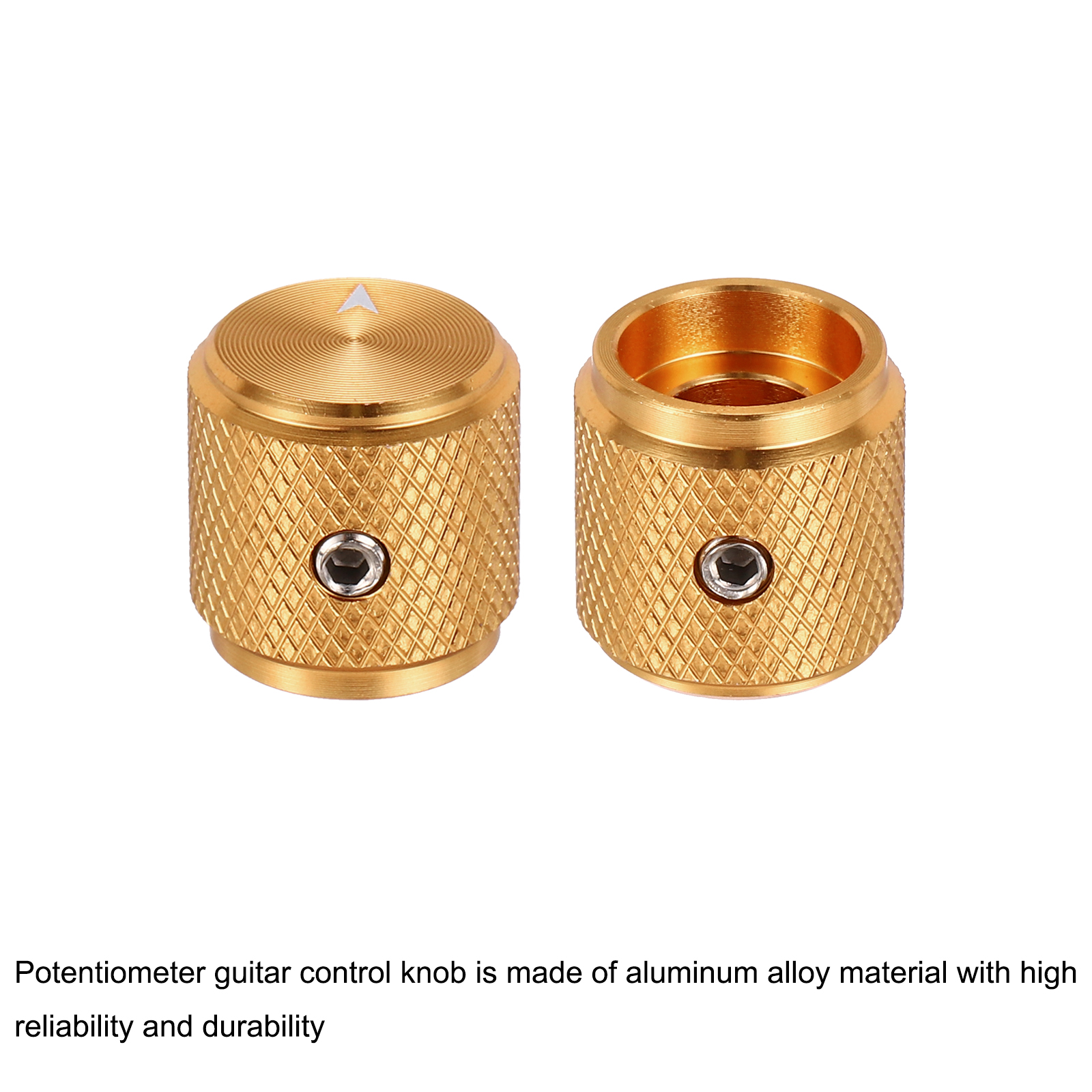 Uxcell 6 Pcs Aluminium Potentiometer Knobs, 1/4" (6mm) Universal Volume Tone Control Knobs with Arrow Indicator for Guitar, 1/2" Gold